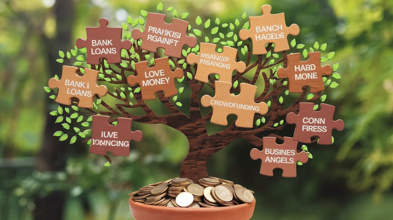 a tree of coins with puzzle pieces