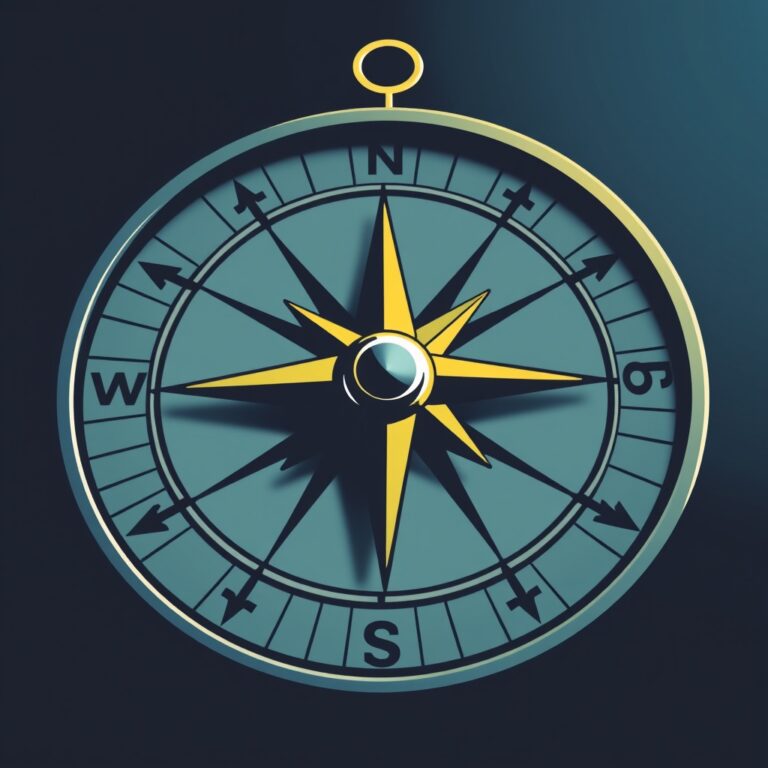 a compass with a gold star