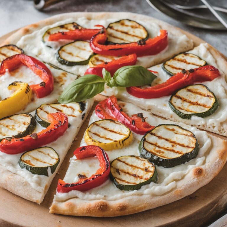 Pizza blanche aux légumes grillés (Prête en 25 minutes)